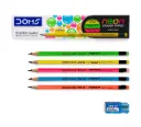 DOMS Neon Rubber Tipped HB/2 Graphite Pencils Box Pack | Non-Toxic | Free Sharpner Inside The Box | Easy & Smooth Sharpening | Pack Of 10 Pencils
