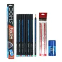 Doms Fusion Xtra Super Dark Pencil Box Pack | Dark & Neat Writing Which Stays Longer | Smooth Sharpning & With Soft | Free Scale & eraser (pack of 10)