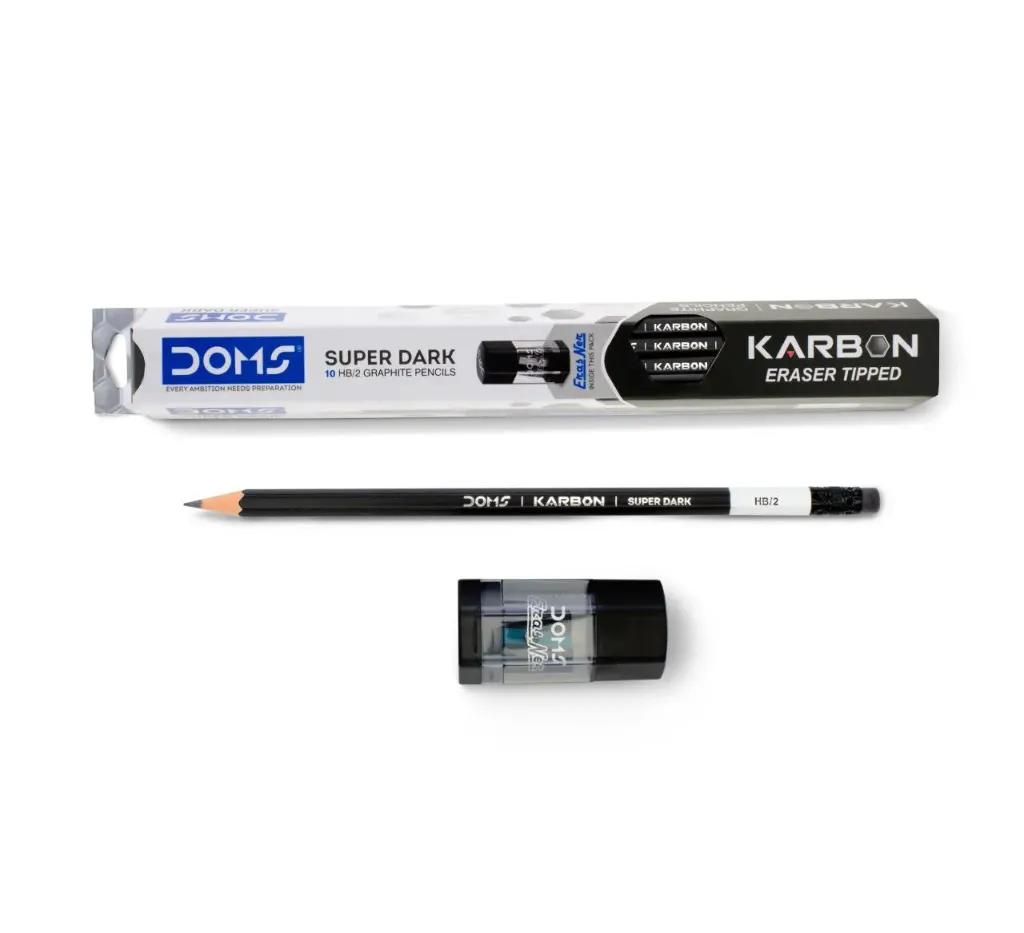 Doms Black Dooms Karbon R/T Super Dark Pencil Pack Of 10 With Eraser (Sharpener+Eraser)