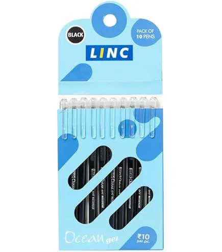 Linc Ocean Classic 0.55 mm Gel Pen | Pack Of 10 (Black)