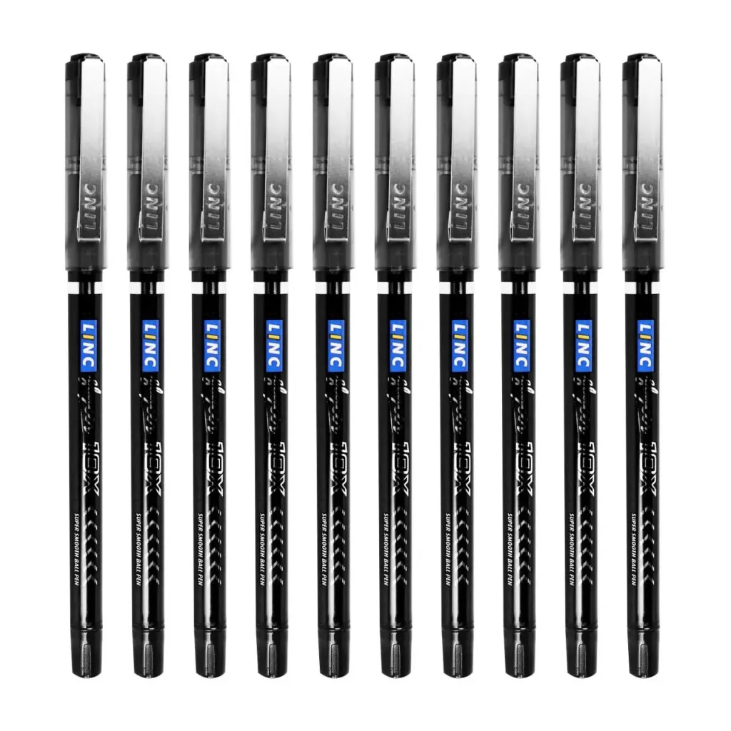 Linc Glycer 0.6mm 10X Ball Pen| Pack of 10 Pens (Black)
