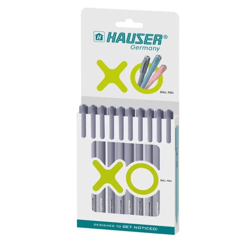 Hauser XO Ball Pen | Tip Size 0.6 mm | Sleek Body & Minimalistic Design | Matt Finish | Solid Body Type | Set Of 10 Pens (Black)