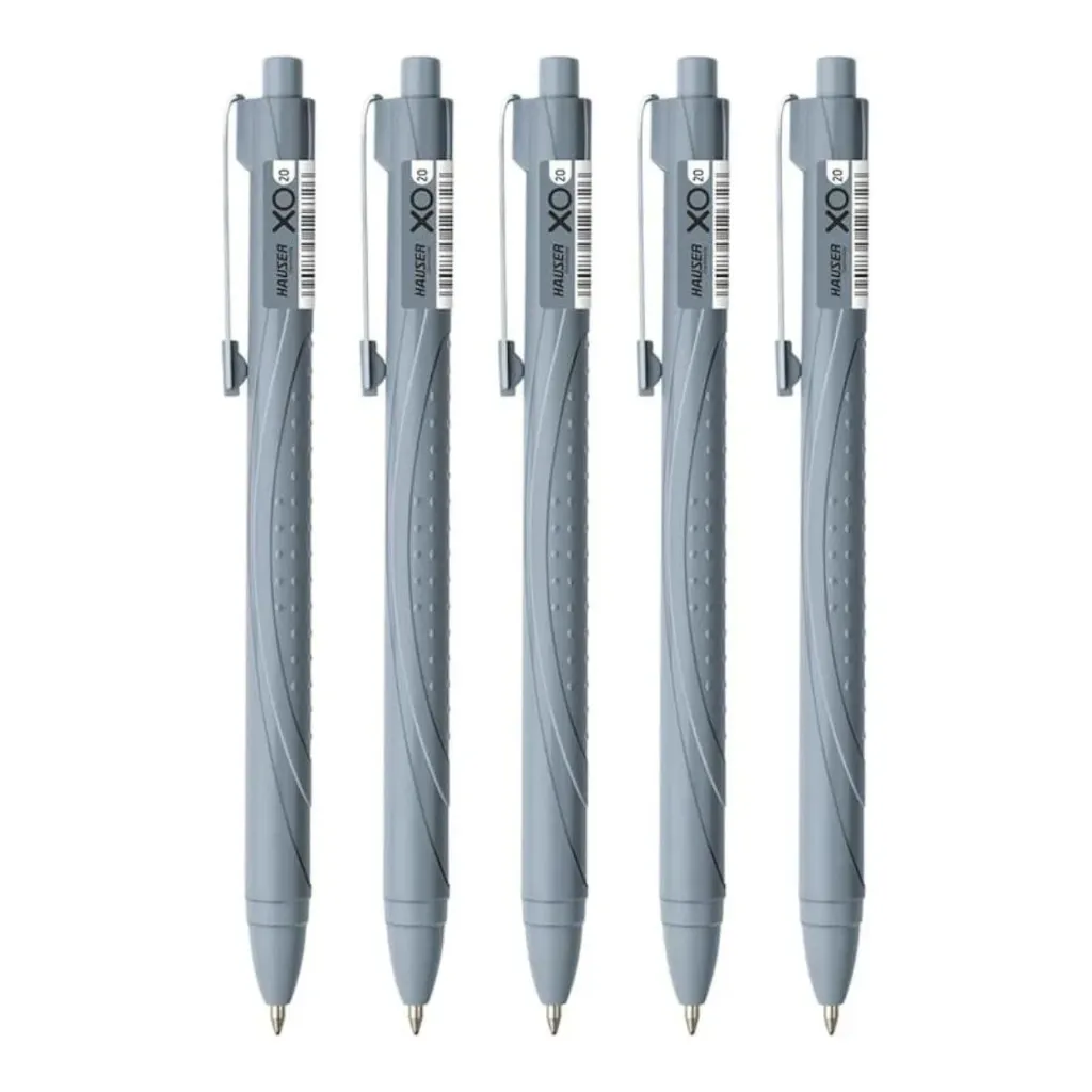 Hauser XO 20 Retractable Ball Pen Box Pack | Tip Size 0.7 Mm | Sleek Body & Minimalistic Design | Matt Finish | Solid Body Type |Pack Of 5pcs (Black)