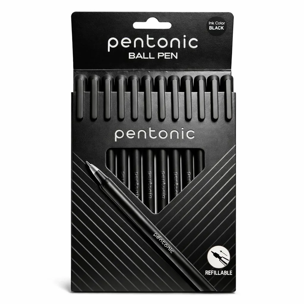 Pentonic 0.7mm Ball Pen | Black Body | Pack of 10pcs (Black)