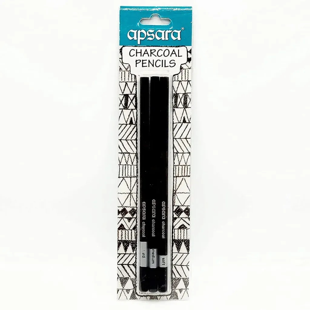 Apsara Charcoal Pencils – Professional Sketching & Shading Pencils for Artists | Soft, Medium & Hard Charcoal Grade Set |pack of 1 (1)